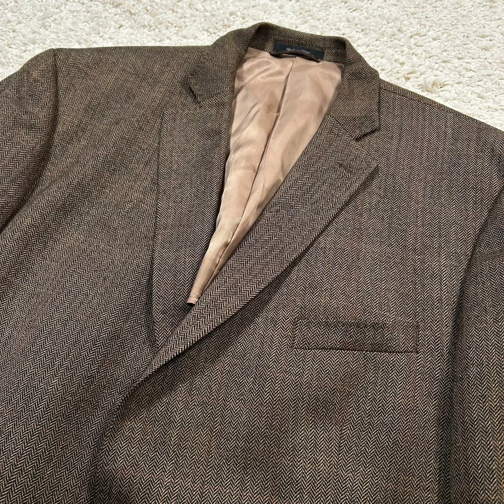 Lauren Ralph Lauren Blazer 48R Brown Herringbone Lambswool Sport Coat Tweed